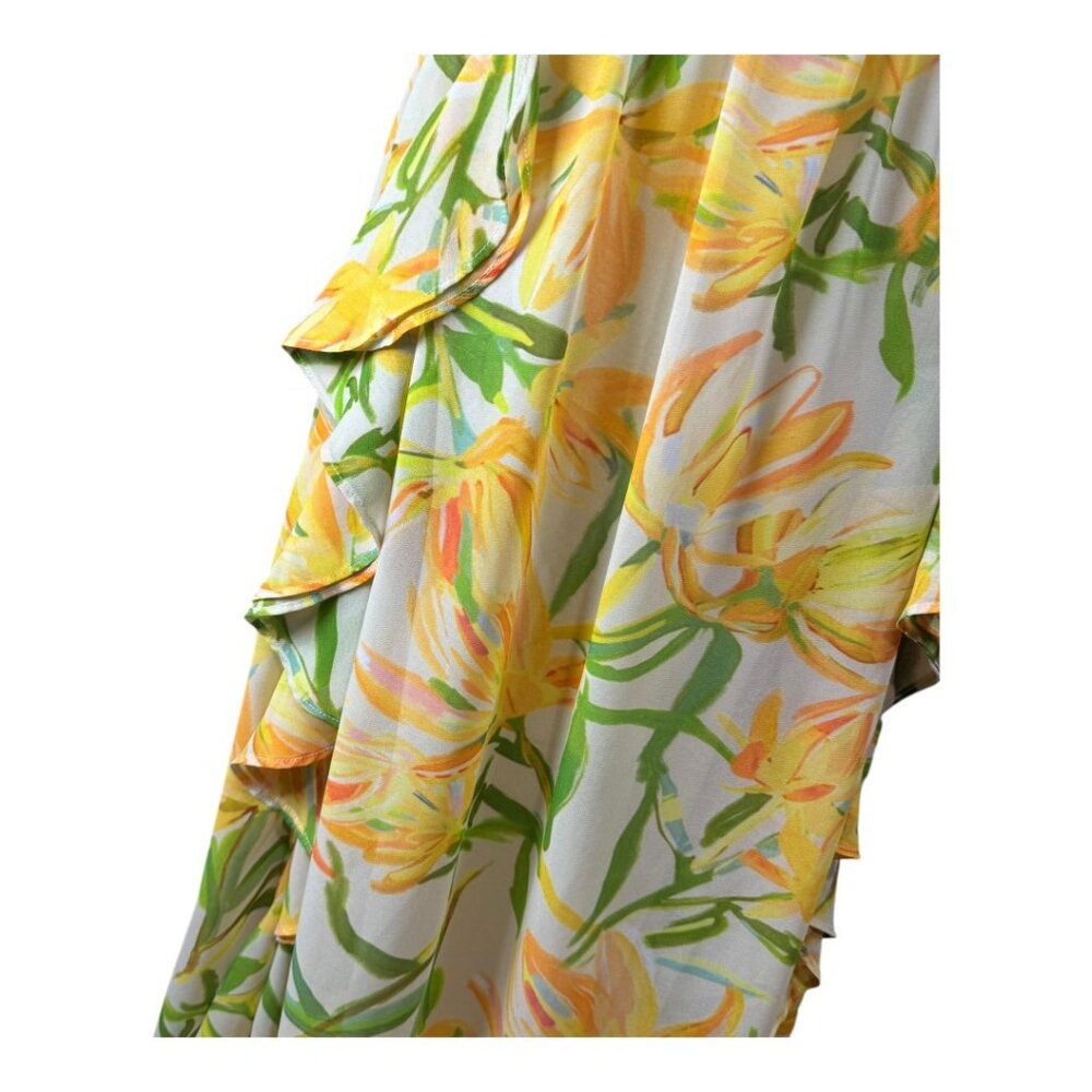 ASTR The Label Alyssa Ruffle Floral Pleated Cut-Out Maxi Dress Size M - Picture 5 of 13